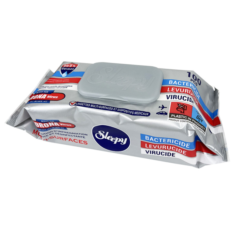 Lingettes nettoyantes et désinfectantes EN14476 – bactéricide, virucide, levuricide (paquet de 100)