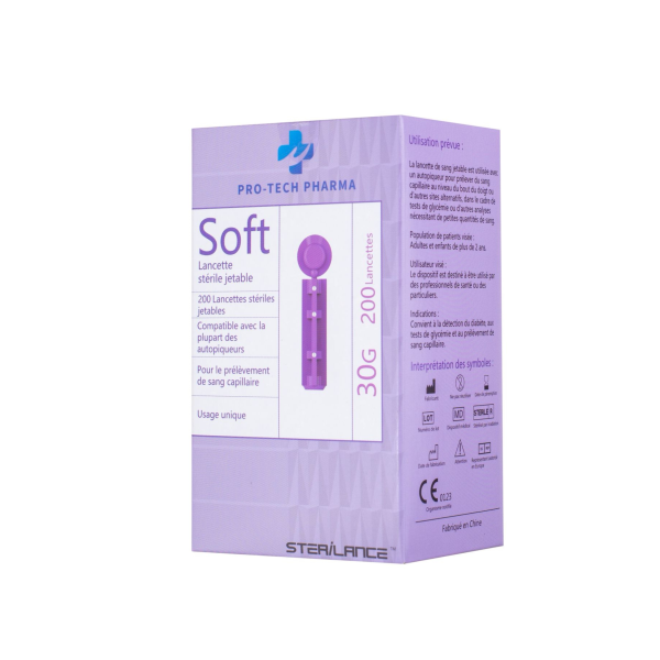 SOFT Lancettes 30G Pro-Tech PharmaBoîte de 200Code LPPR 6163246 (1)